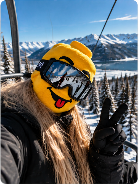 Máscara LegoHead en la nieve
